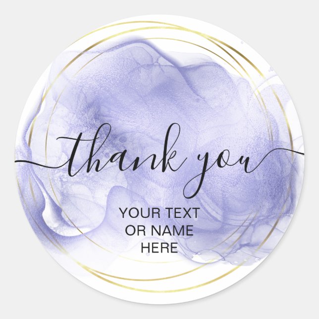 Thank you typography minimalist  logo  lavender classic round sticker (Front)