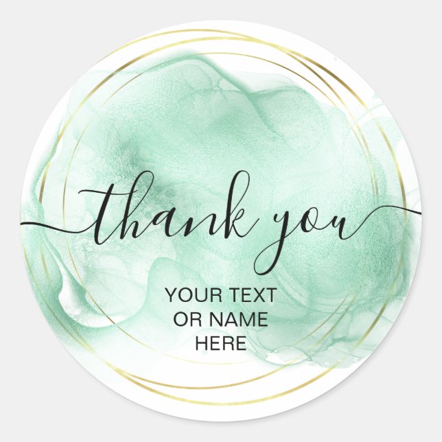 Thank you typography minimalist mint logo classic round sticker (Front)