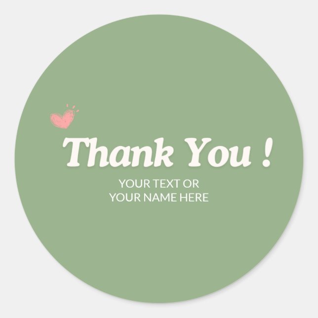 Thank you typography minimalist pastel green  classic round sticker (Front)