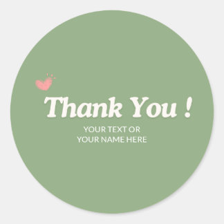 Thank you typography minimalist pastel green  classic round sticker