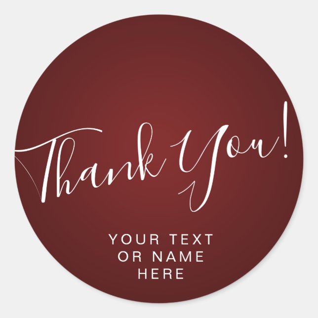 Thank you typography minimalist red christmas classic round sticker (Front)