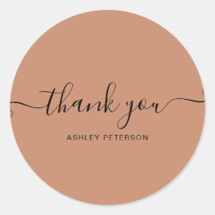 Thank you typography minimalist terracotta classic round sticker