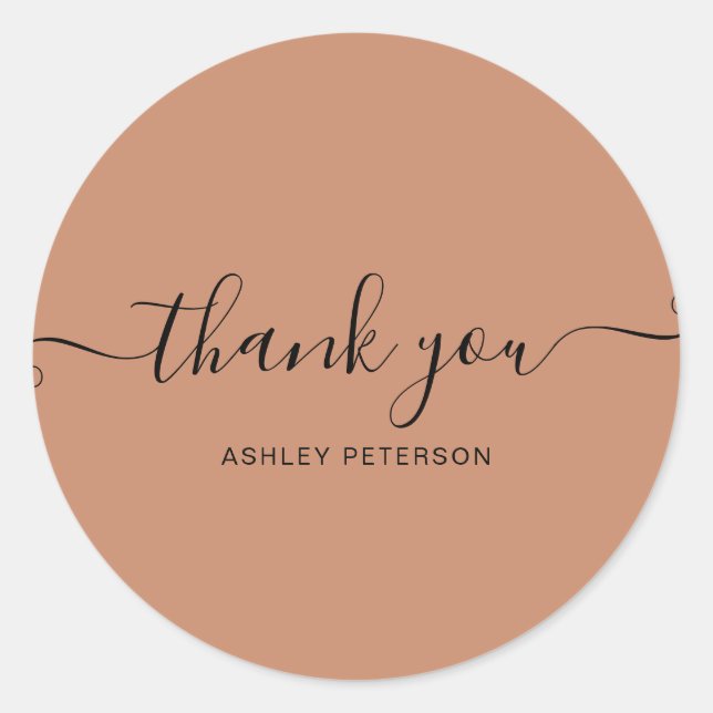 Thank you typography minimalist terracotta classic round sticker (Front)