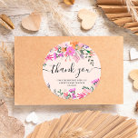 Thank you typography pastel meadow wild flowers classic round sticker<br><div class="desc">Thank you typography meadow wild flowers ,  perfect for bridal or baby shower favours with pastel pretty pink,  purple,  orange flowers and greenery leaves.</div>