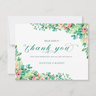 Thank you typography Seaside flowers border Card