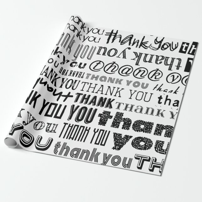 THANK YOU Typography Speciality Gift Wrap (Unrolled)