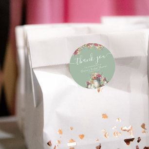 Thank You Typography Spring Flowers Bridal Shower Classic Round Sticker