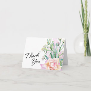 Thank You Typography with Watercolor Wildflowers Card