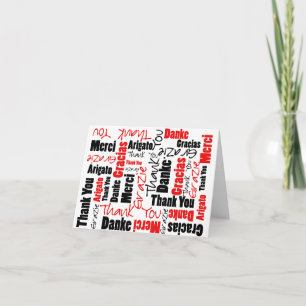 Thank You Typography Word Cloud Red Black Card