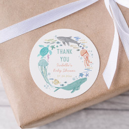 Thank You Under The Sea Baby Shower Classic Round Sticker