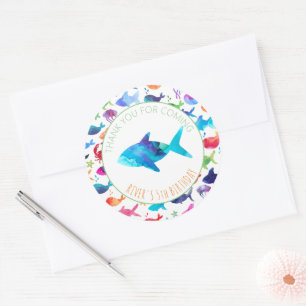 Thank You Under The Sea Rainbow Watercolor Fish Classic Round Sticker