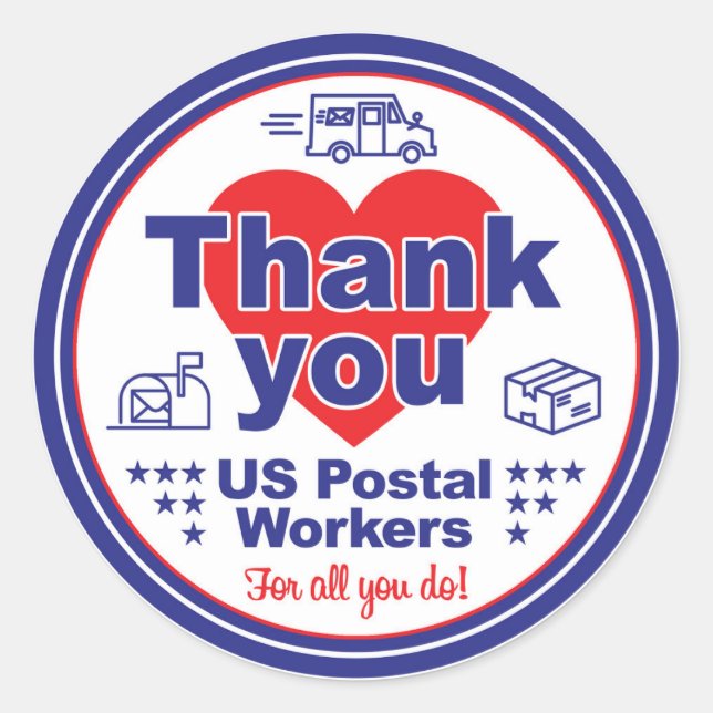 Thank You US Postal Workers Sticker (Front)