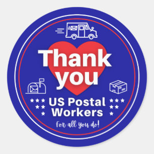 Thank You US Postal Workers STICKER - Dark Blue