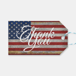 Thank You USA Flag 4th Of July America Gift Tags