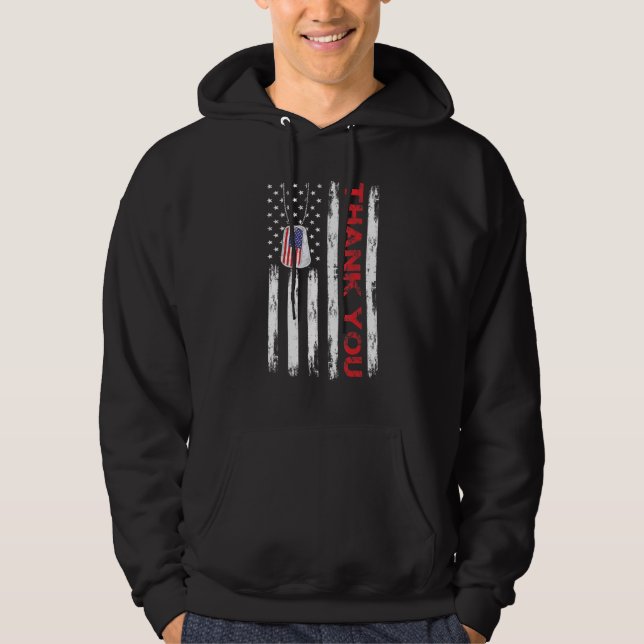 Thank You USA Flag for Veterans Day   Hoodie (Front)