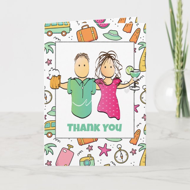 Thank You Vacation Destination Funny Cartoon Card (Front)