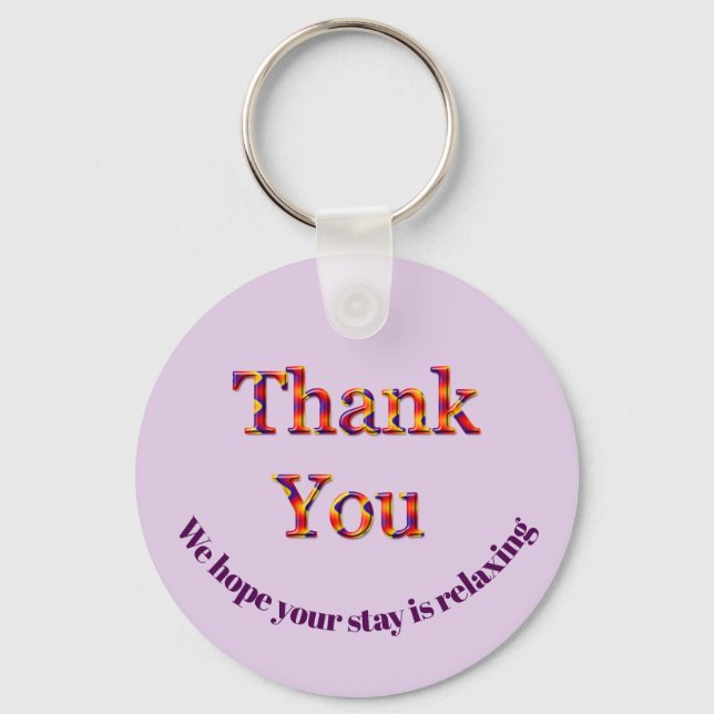 Thank You Vacation House Rental Guest Room Key Ring (Front)