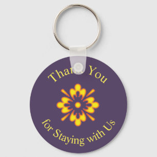 Thank You Vacation Rental Yellow Abstract Flower Key Ring