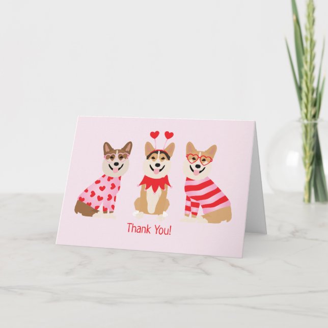 Thank You Valentine Pembroke Welsh Corgi Dogs Card (Front)
