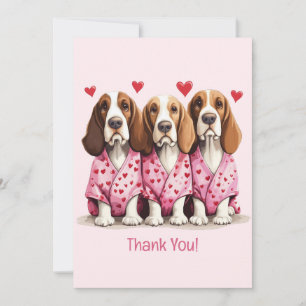 Thank You Valentines Day Basset Hound Dogs Card