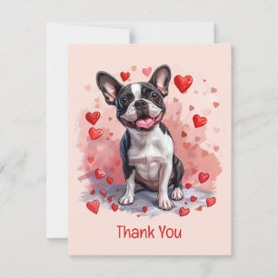 Thank You Valentines Day Boston Terrier Dog Card