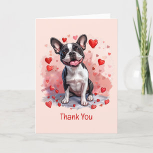 Thank You Valentines Day Boston Terrier Dog Card