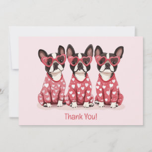Thank You Valentines Day Boston Terrier Dogs Card