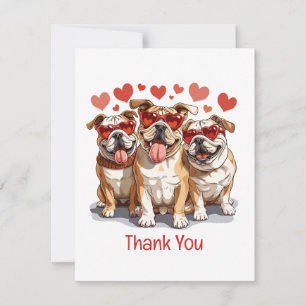 Thank You Valentines Day English Bulldog Card