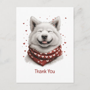 Thank You Valentines Day Samoyed Dog Postcard
