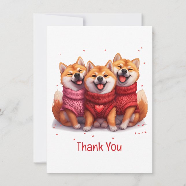 Thank You Valentines Day Shiba Inu Dogs (Front)