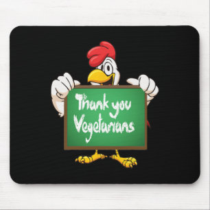 Thank You Vegetarians Cute Happy Chicken Cartoons Mouse Mat