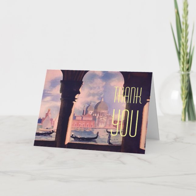 Thank You Venice Gondolas Greeting Card (Front)