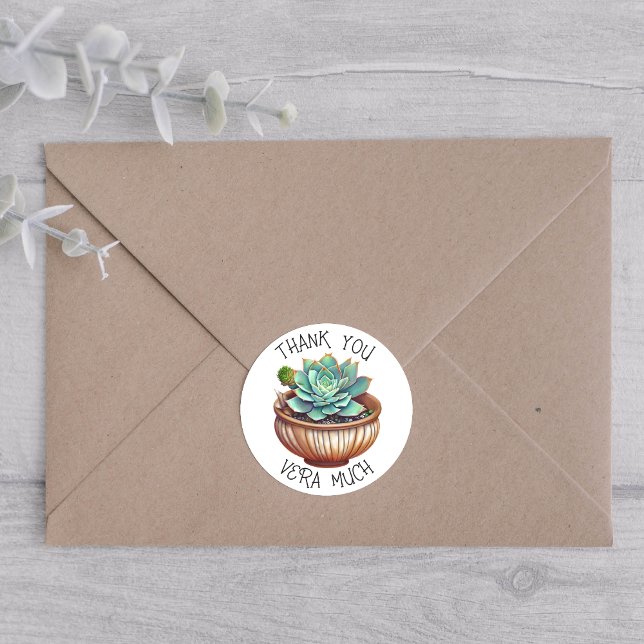 Thank You Vera Much | Cute Aloe Vera Pun Classic Round Sticker (Creator Uploaded)