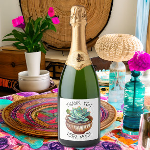 Thank You Vera Much Cute Aloe Vera Pun Sparkling Wine Label