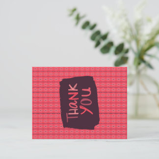 Thank You Vertical Stringed Ornaments Pink Pattern Postcard