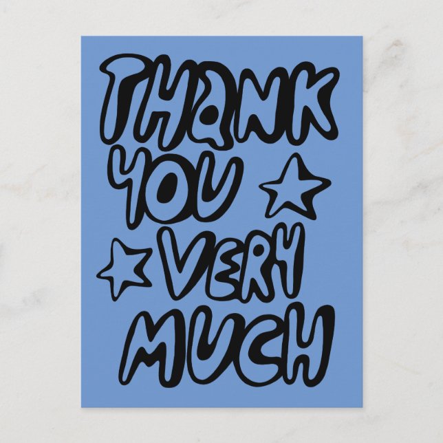 THANK YOU VERY MUCH Bubble Letters Blue CUSTOM   Postcard (Front)
