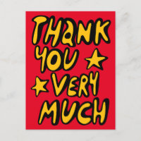 THANK YOU VERY MUCH Bubble Letters Yellow Red