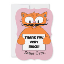 Thank You Very Much! Cute Cartoon Moustache Cat