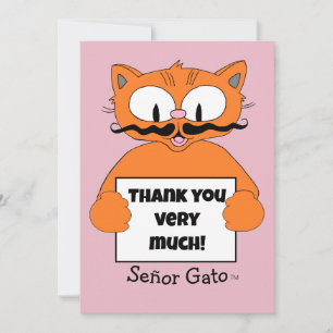Thank You Very Much! Cute Cartoon Moustache Cat