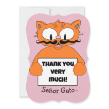 Thank You Very Much! Cute Cartoon Moustache Cat