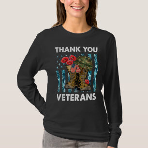 Thank You Veteran Combat Boots Flowers Veteran Da T-Shirt