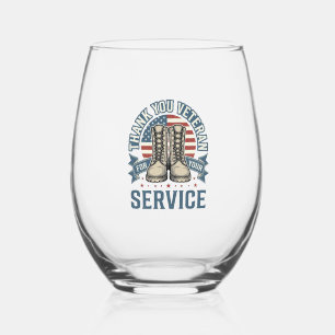 Thank You Veteran Patriotic Boots Service Shirt_1 Stemless Wine Glass