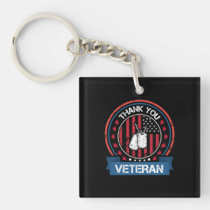 Thank You Veteran Patriotic Military Tribute Key Ring