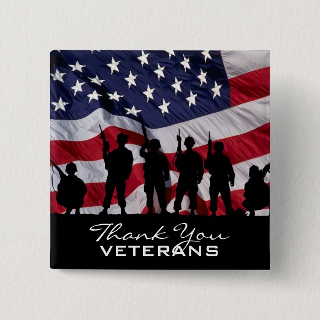 Thank You Veterans 15 Cm Square Badge (Front)