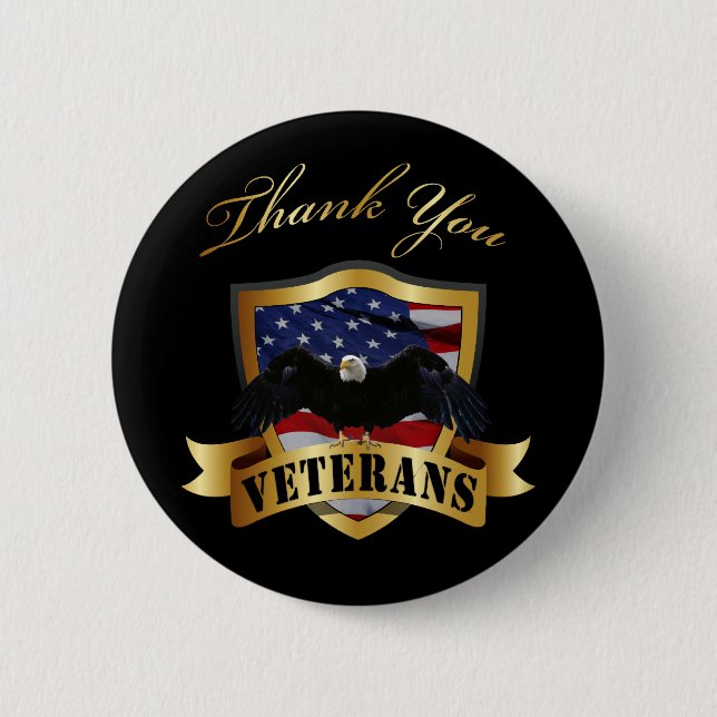 Thank You Veterans 6 Cm Round Badge (Front)