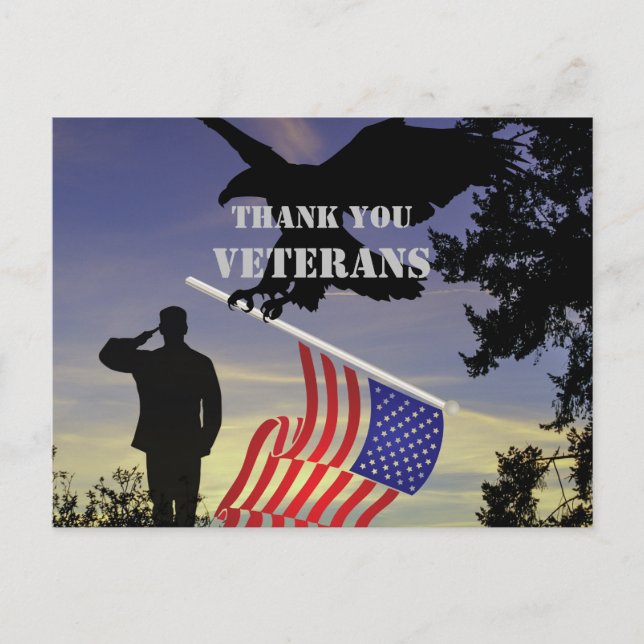 Thank you Veterans American Flag Eagle  Postcard (Front)