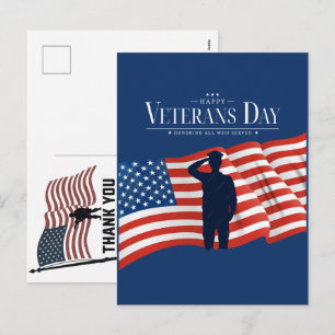 Thank You Veterans American Flag Memorial Day Holiday Postcard