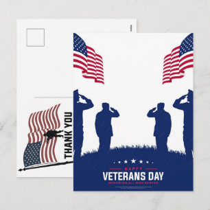 Thank You Veterans American Flag Memorial Day Holiday Postcard