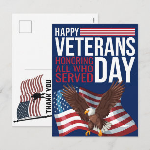 Thank You Veterans American Flag Memorial Day Holiday Postcard