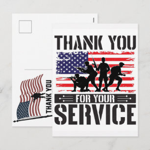 Thank You Veterans American Flag Memorial Day Holiday Postcard